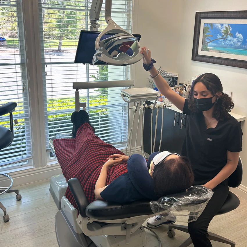 Patient getting ready for dental treatment in San Juan Capistrano